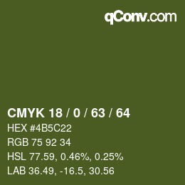 カラーコード: CMYK 18 / 0 / 63 / 64 | qconv.com