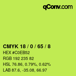 Color code: CMYK 18 / 0 / 65 / 8 | qconv.com