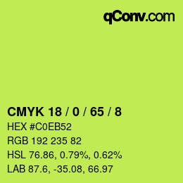 カラーコード: CMYK 18 / 0 / 65 / 8 | qconv.com