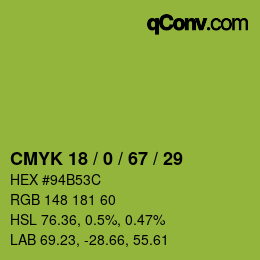 Color code: CMYK 18 / 0 / 67 / 29 | qconv.com