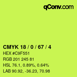 Color code: CMYK 18 / 0 / 67 / 4 | qconv.com
