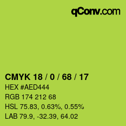 Color code: CMYK 18 / 0 / 68 / 17 | qconv.com