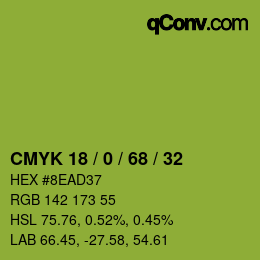 Color code: CMYK 18 / 0 / 68 / 32 | qconv.com