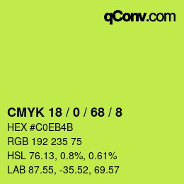 颜色代码: CMYK 18 / 0 / 68 / 8 | qconv.com