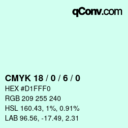 カラーコード: CMYK 18 / 0 / 6 / 0 | qconv.com