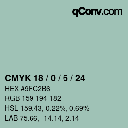 颜色代码: CMYK 18 / 0 / 6 / 24 | qconv.com