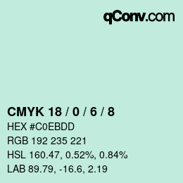 Color code: CMYK 18 / 0 / 6 / 8 | qconv.com