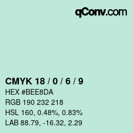 颜色代码: CMYK 18 / 0 / 6 / 9 | qconv.com