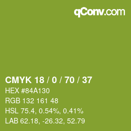 Color code: CMYK 18 / 0 / 70 / 37 | qconv.com