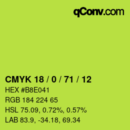 Color code: CMYK 18 / 0 / 71 / 12 | qconv.com