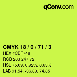 カラーコード: CMYK 18 / 0 / 71 / 3 | qconv.com