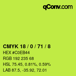 Color code: CMYK 18 / 0 / 71 / 8 | qconv.com