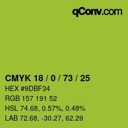 Color code: CMYK 18 / 0 / 73 / 25 | qconv.com