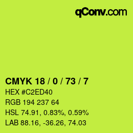 Color code: CMYK 18 / 0 / 73 / 7 | qconv.com