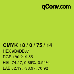 カラーコード: CMYK 18 / 0 / 75 / 14 | qconv.com