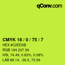 カラーコード: CMYK 18 / 0 / 75 / 7 | qconv.com