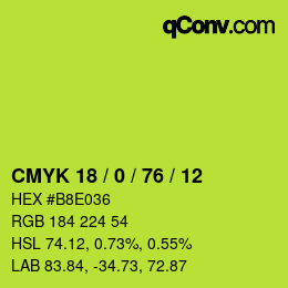 Color code: CMYK 18 / 0 / 76 / 12 | qconv.com