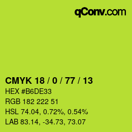 Color code: CMYK 18 / 0 / 77 / 13 | qconv.com