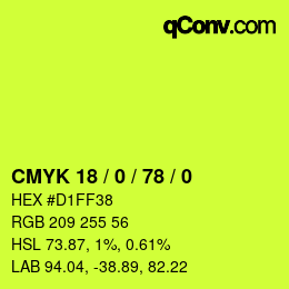 Color code: CMYK 18 / 0 / 78 / 0 | qconv.com