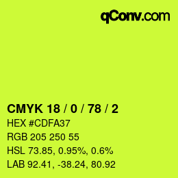 Color code: CMYK 18 / 0 / 78 / 2 | qconv.com