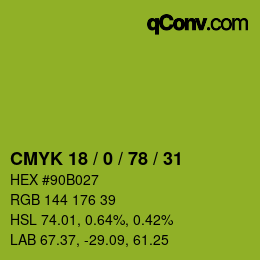 Color code: CMYK 18 / 0 / 78 / 31 | qconv.com