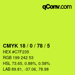 Color code: CMYK 18 / 0 / 78 / 5 | qconv.com