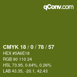 颜色代码: CMYK 18 / 0 / 78 / 57 | qconv.com