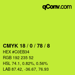 颜色代码: CMYK 18 / 0 / 78 / 8 | qconv.com