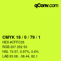 颜色代码: CMYK 18 / 0 / 79 / 1 | qconv.com