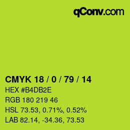 Farbcode: CMYK 18 / 0 / 79 / 14 | qconv.com