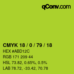 颜色代码: CMYK 18 / 0 / 79 / 18 | qconv.com
