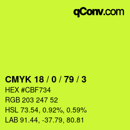 カラーコード: CMYK 18 / 0 / 79 / 3 | qconv.com