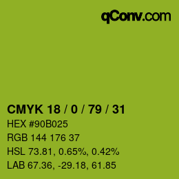 颜色代码: CMYK 18 / 0 / 79 / 31 | qconv.com