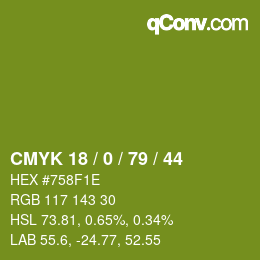 カラーコード: CMYK 18 / 0 / 79 / 44 | qconv.com