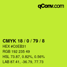 カラーコード: CMYK 18 / 0 / 79 / 8 | qconv.com