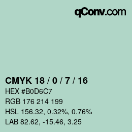 颜色代码: CMYK 18 / 0 / 7 / 16 | qconv.com