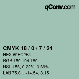 カラーコード: CMYK 18 / 0 / 7 / 24 | qconv.com