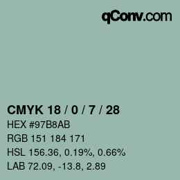 カラーコード: CMYK 18 / 0 / 7 / 28 | qconv.com