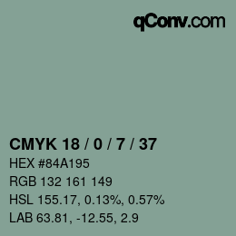 颜色代码: CMYK 18 / 0 / 7 / 37 | qconv.com