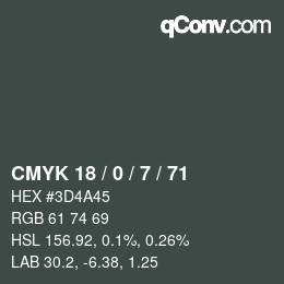 颜色代码: CMYK 18 / 0 / 7 / 71 | qconv.com
