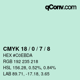 カラーコード: CMYK 18 / 0 / 7 / 8 | qconv.com