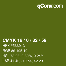 Color code: CMYK 18 / 0 / 82 / 59 | qconv.com