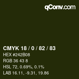 Color code: CMYK 18 / 0 / 82 / 83 | qconv.com