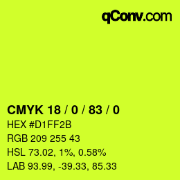 颜色代码: CMYK 18 / 0 / 83 / 0 | qconv.com