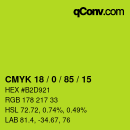 颜色代码: CMYK 18 / 0 / 85 / 15 | qconv.com