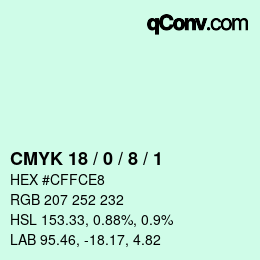 Color code: CMYK 18 / 0 / 8 / 1 | qconv.com