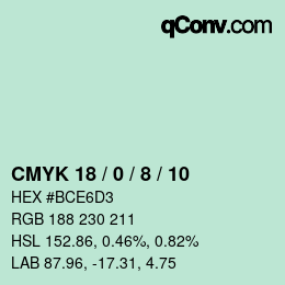 颜色代码: CMYK 18 / 0 / 8 / 10 | qconv.com