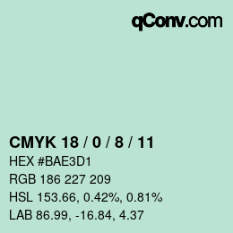 カラーコード: CMYK 18 / 0 / 8 / 11 | qconv.com