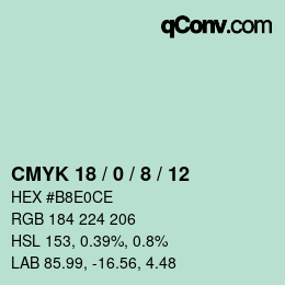 カラーコード: CMYK 18 / 0 / 8 / 12 | qconv.com