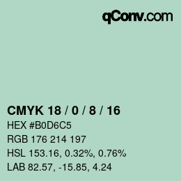 カラーコード: CMYK 18 / 0 / 8 / 16 | qconv.com